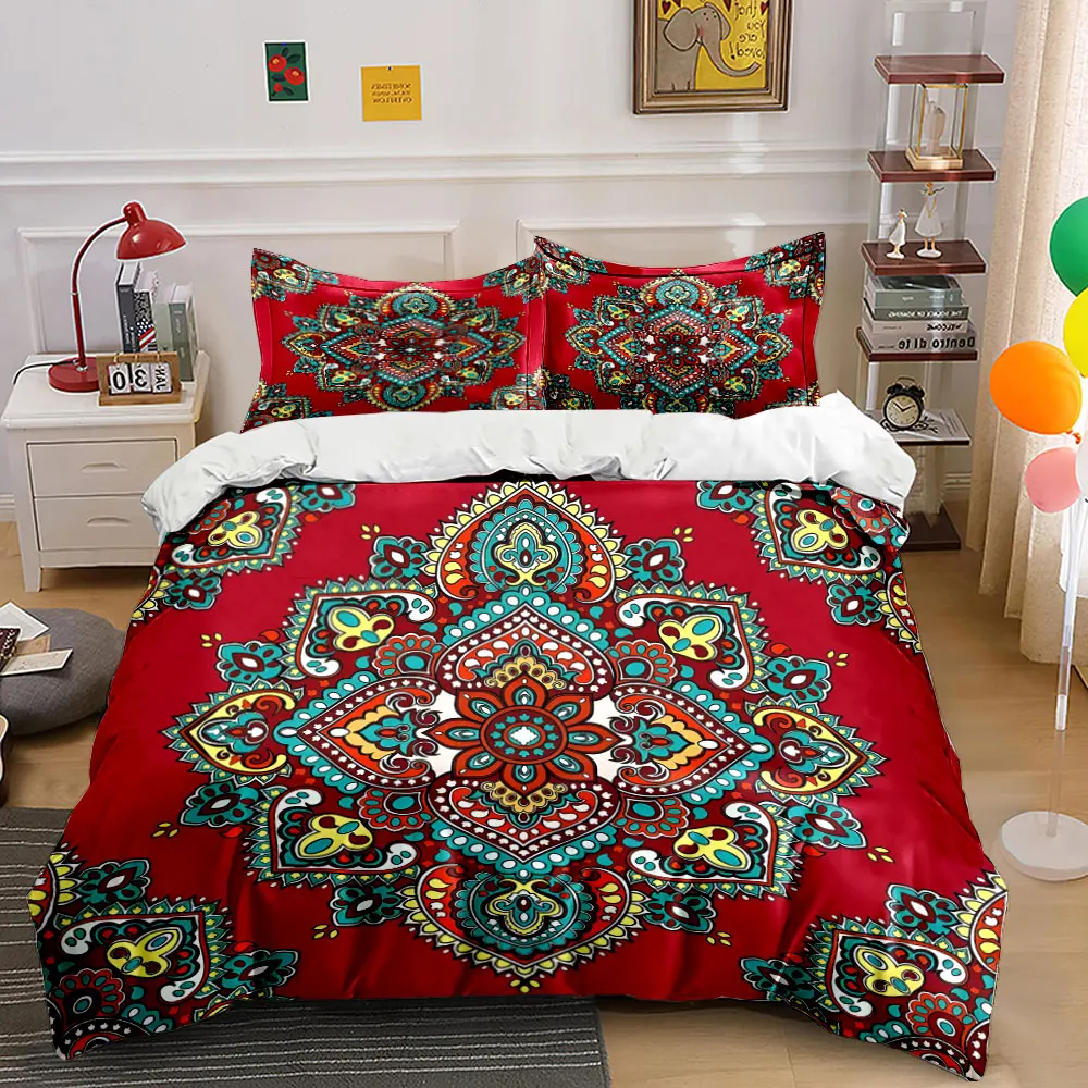 Colorful mandala on red background Print Soft Comfortable Duvet Cover Bedding Set Included 1*Duvet Cover 2*Pillowcases
Colorful mandala on red background Print Soft Comfortable Duvet Cover Bedding Set Included 1*Duvet Cover 2*Pillowcases