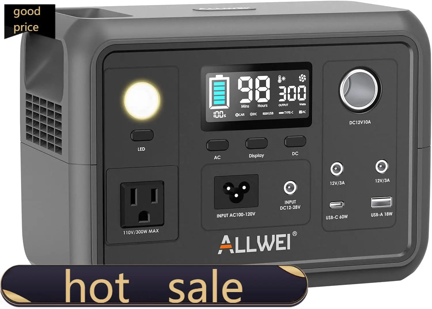 Portable Power Station 300W 256Wh Solar Generator with 110V Pure Sine Wave AC Outlet 6 Output Ports Backup LiFePO4 Battery
Portable Power Station 300W 256Wh Solar Generator with 110V Pure Sine Wave AC Outlet 6 Output Ports Backup LiFePO4 Battery