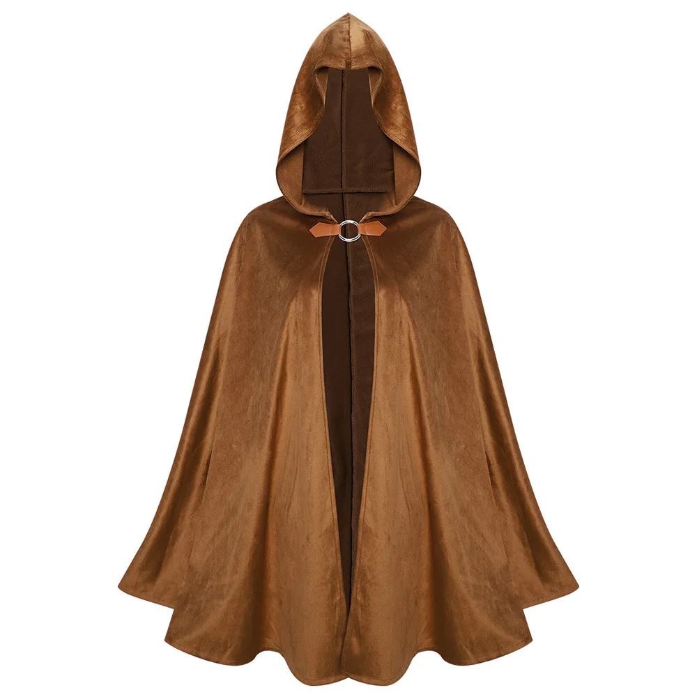 Halloween Medieval Costume Women Men Steampunk Warrior Cosplay Vintage Hooded Cloak Solid Suede Single Button Thick Cape
Halloween Medieval Costume Women Men Steampunk Warrior Cosplay Vintage Hooded Cloak Solid Suede Single Button Thick Cape