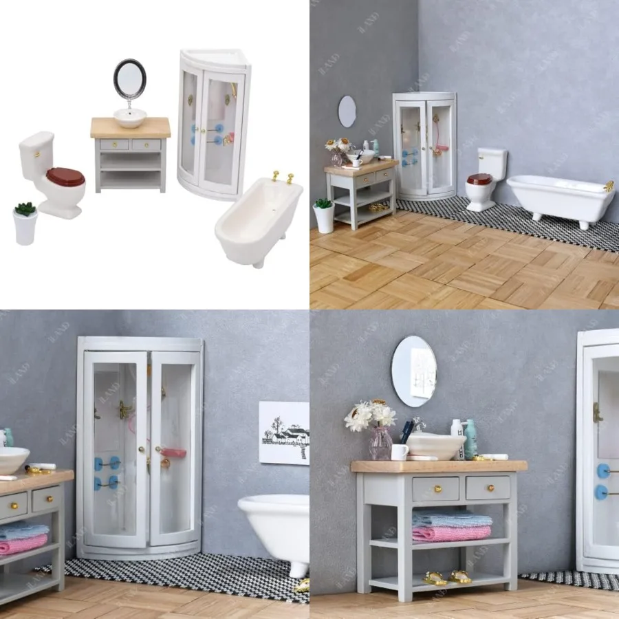 Dollhouse Furniture and Accessories 1/12 Scale of Dollhouse Bathroom Set incl Ceramic Dollhouse Toilet and Bathtub and Wooden B
Dollhouse Furniture and Accessories 1/12 Scale of Dollhouse Bathroom Set incl Ceramic Dollhouse Toilet and Bathtub and Wooden B