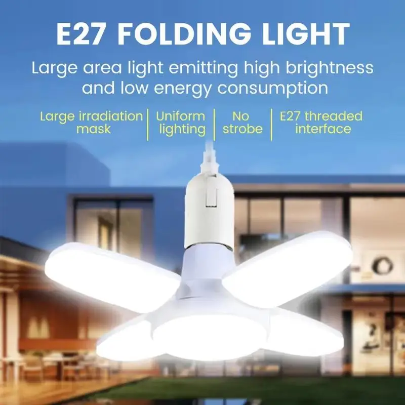 E27 Fan Foldable 28W LED Bulb AC265V Deformation Lamp For Home Ceiling Lights Warehouse Garage Office Cool White Pendant Light
E27 Fan Foldable 28W LED Bulb AC265V Deformation Lamp For Home Ceiling Lights Warehouse Garage Office Cool White Pendant Light