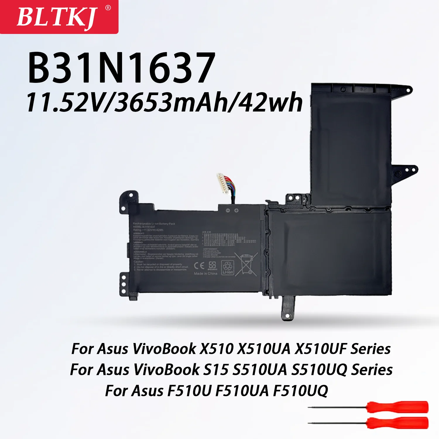 NEW B31N1637 Laptop Battery For ASUS X510 X510UA X510UF X510UQ X510UN X510UAR VivoBook S15 S510UA S510UQ S510UN S510UR F510UA
NEW B31N1637 Laptop Battery For ASUS X510 X510UA X510UF X510UQ X510UN X510UAR VivoBook S15 S510UA S510UQ S510UN S510UR F510UA