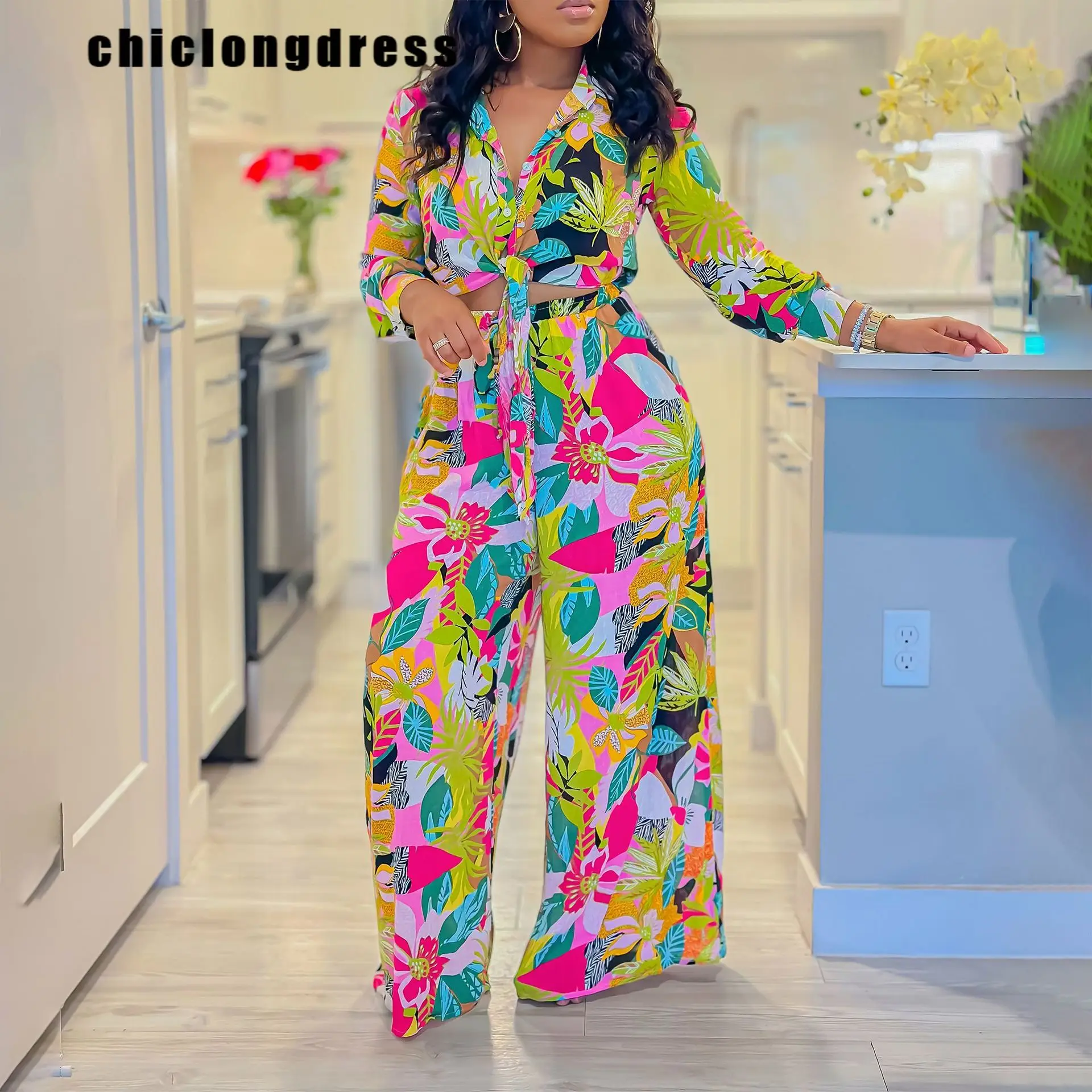 Summer Fashion Printed Two Piece Set Women Casual Printed Lace Up Shirt Wide Leg Pants Two Piece Set Women
Summer Fashion Printed Two Piece Set Women Casual Printed Lace Up Shirt Wide Leg Pants Two Piece Set Women