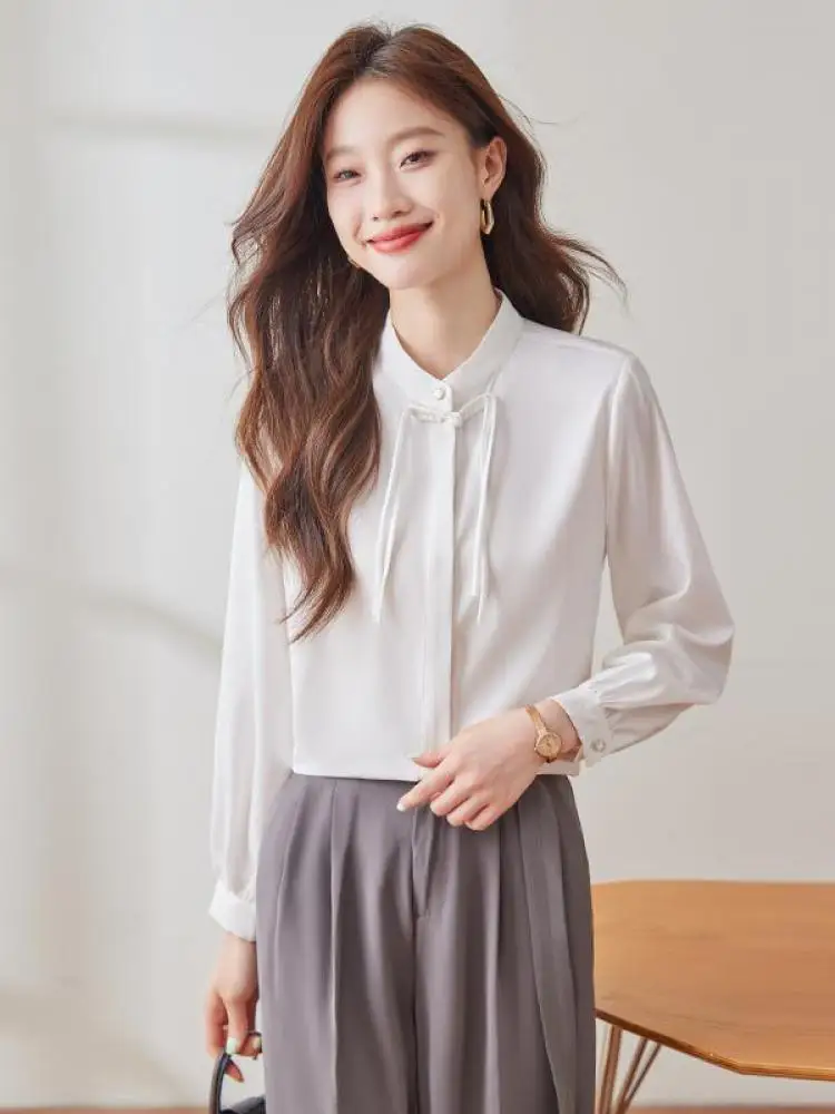 Vintage Chinese Style Spring Autumn New White Single Breasted Shirt Women's Green Elegant Shirt Long Sleeves Tops Fashion Simple
Vintage Chinese Style Spring Autumn New White Single Breasted Shirt Women's Green Elegant Shirt Long Sleeves Tops Fashion Simple