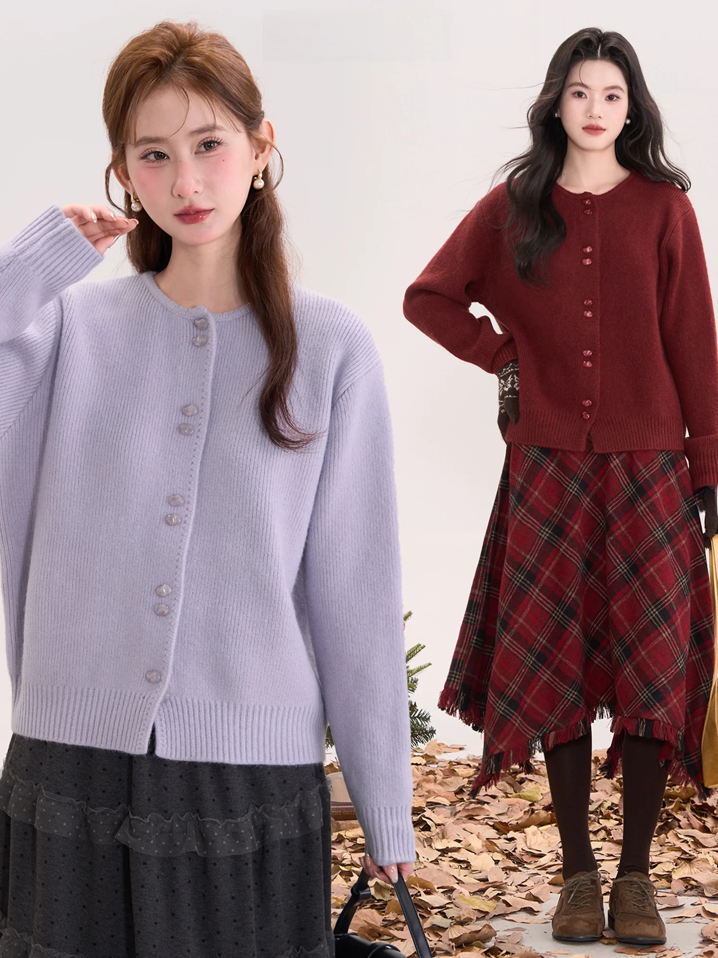 Romantic Korean Sle Knitted Sweater with Button round Ne Open Cardigan for Women Ele Wind Autumn Winter Faion
Romantic Korean Sle Knitted Sweater with Button round Ne Open Cardigan for Women Ele Wind Autumn Winter Faion