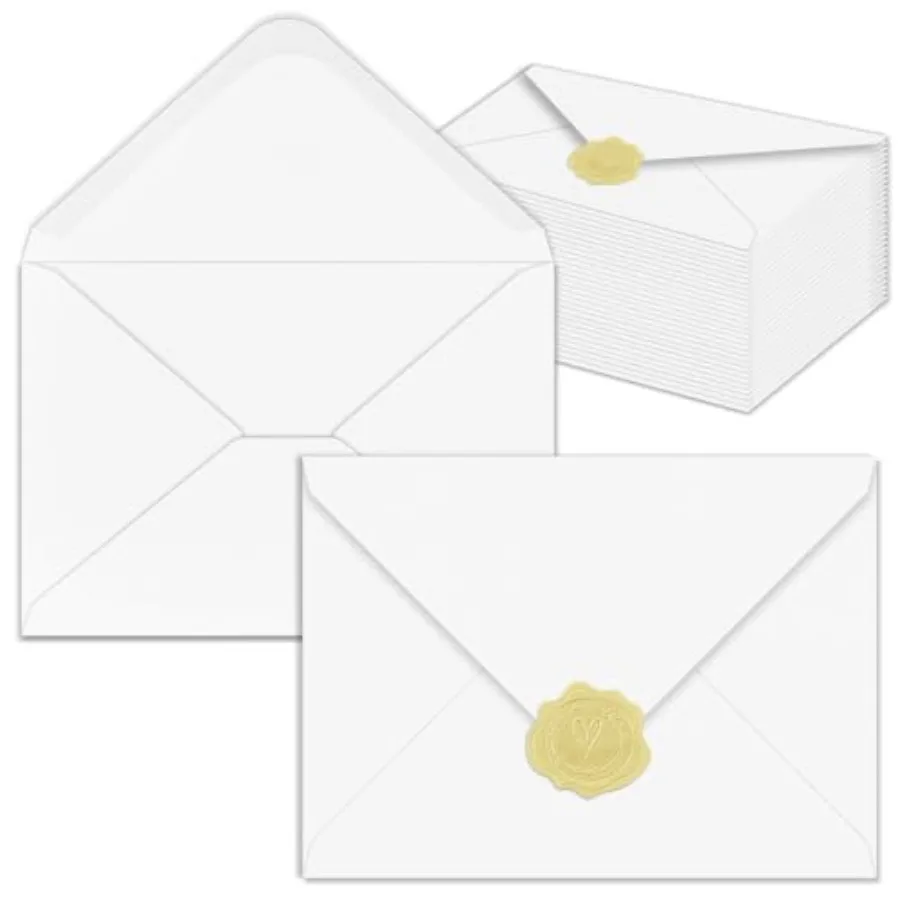 50 Pack 4x6 Envelopes With Golden Stickers A4 Envelope for Invitation, Printable, Self Seal for Postcards, Greeting Cards, Mail
50 Pack 4x6 Envelopes With Golden Stickers A4 Envelope for Invitation, Printable, Self Seal for Postcards, Greeting Cards, Mail