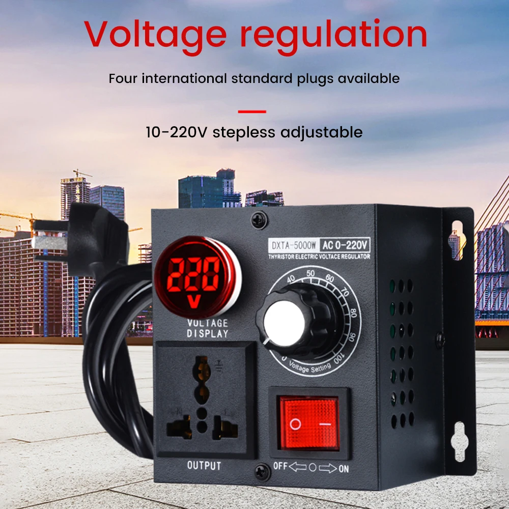 AC 110V/220V 5000W Stepless Voltage Regulator Light Dimmer Temperature Speed Adjuster Variable Monophase Voltage Controller
AC 110V/220V 5000W Stepless Voltage Regulator Light Dimmer Temperature Speed Adjuster Variable Monophase Voltage Controller