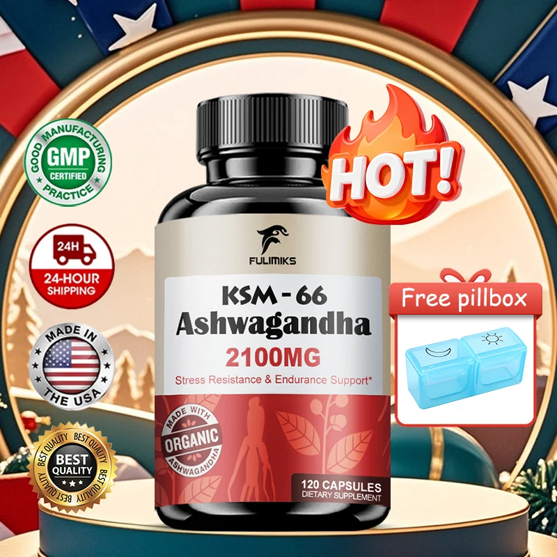 High-Potency KSM-66 Ashwagandha 2100 mg Organic Root Extract - Supports Relaxation, Focus, Energy & Muscle Growth
High-Potency KSM-66 Ashwagandha 2100 mg Organic Root Extract - Supports Relaxation, Focus, Energy & Muscle Growth