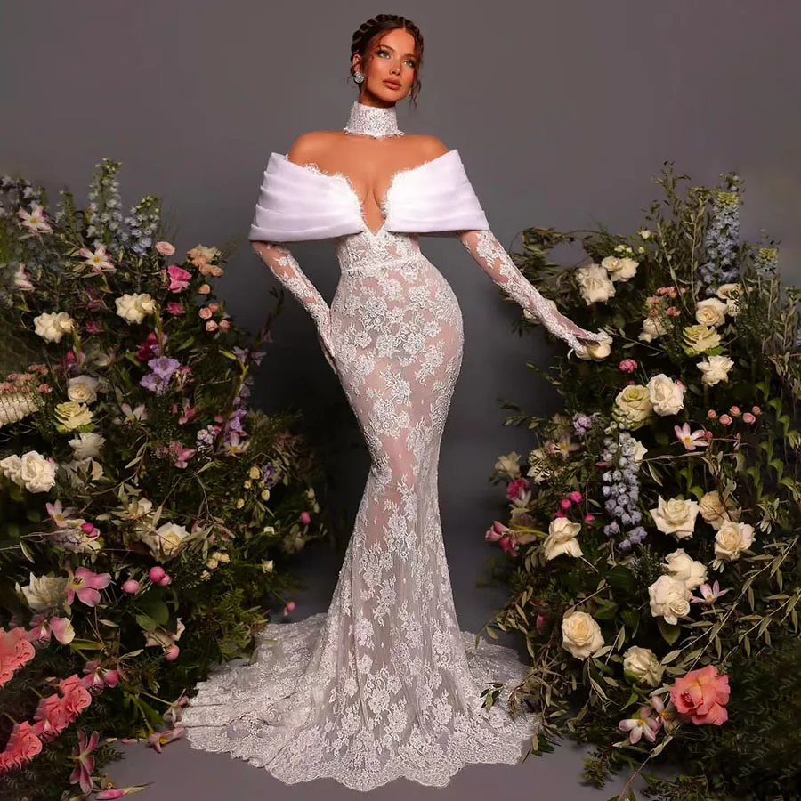 Sexy See-Through Wedding Dress Evening Dress Party Lace Mermaid Dresses Luxury Floor-length Bride Dresses Vestidos De Novia
Sexy See-Through Wedding Dress Evening Dress Party Lace Mermaid Dresses Luxury Floor-length Bride Dresses Vestidos De Novia