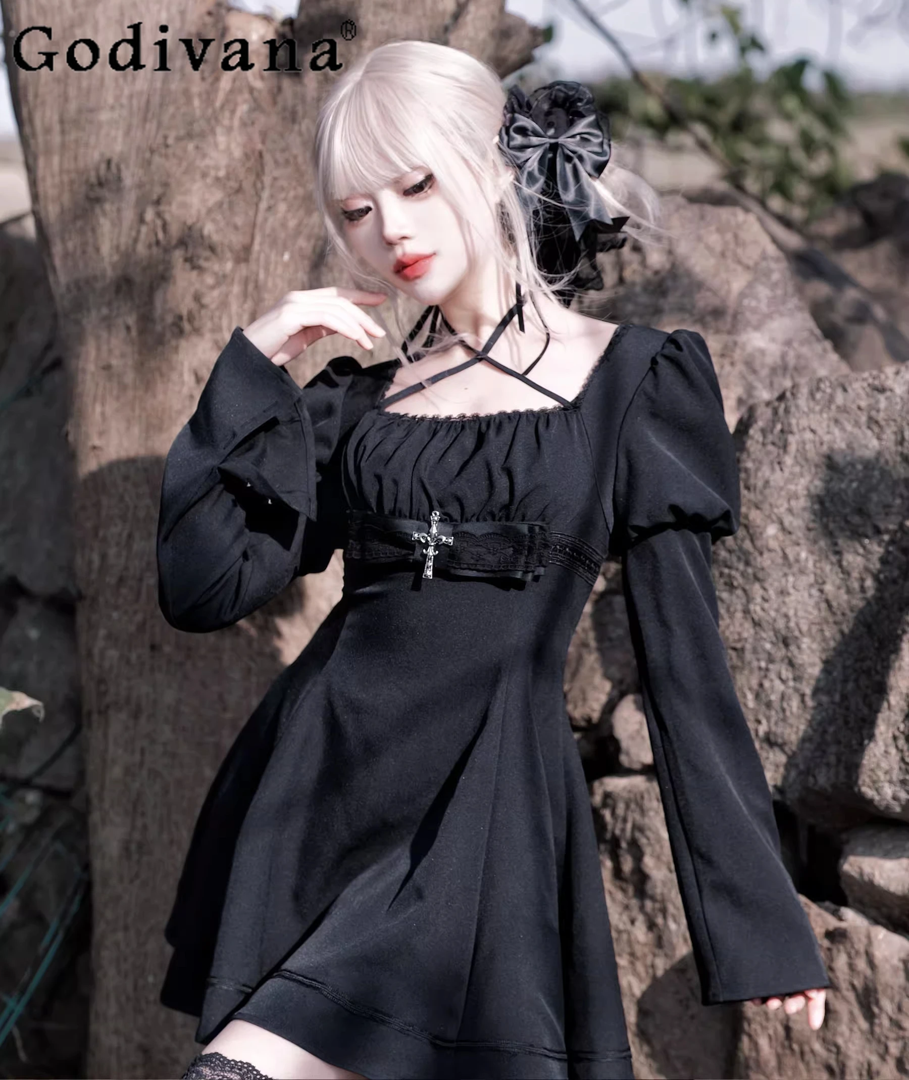 Original Design Black Lace Long Sleeve Bow Straps Slim Fit Dress Women's Gothic Retro Elegant Short Dress Spring Summer 2025
Original Design Black Lace Long Sleeve Bow Straps Slim Fit Dress Women's Gothic Retro Elegant Short Dress Spring Summer 2025