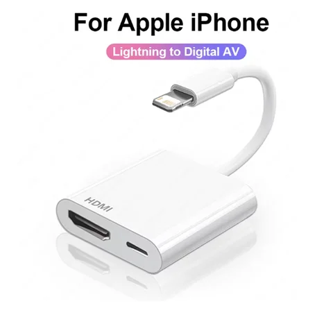 2-in-1 Lightning to Digital HDTV AdapterDigital AV Adapter4K SyncScreenConnectorFor iPhone14 Pro 13 12 toHDTV ProjectorMonitor
