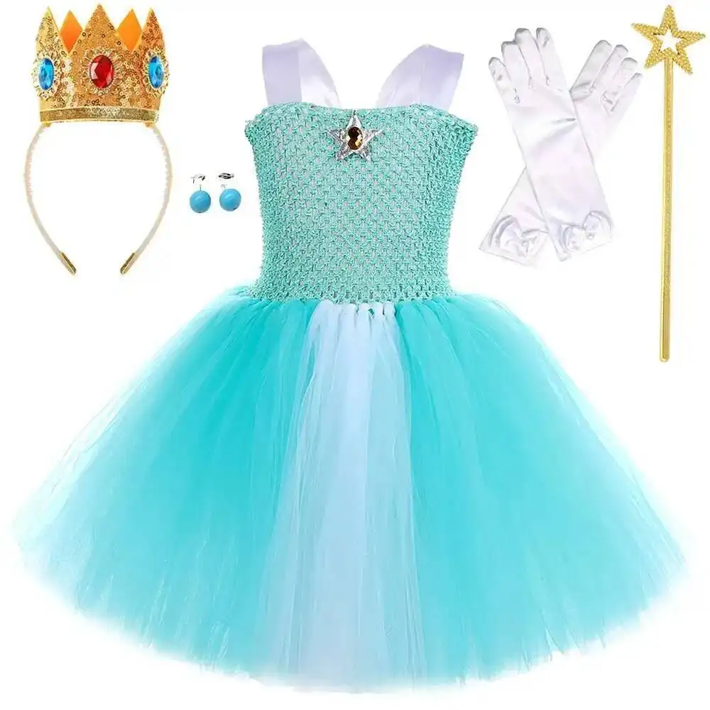 Princess Rosalina Costumes for Girls Turquoise Green Ballet Tutu Dress with Gold Crown Kids Christmas Halloween Fancy Outfit
Princess Rosalina Costumes for Girls Turquoise Green Ballet Tutu Dress with Gold Crown Kids Christmas Halloween Fancy Outfit