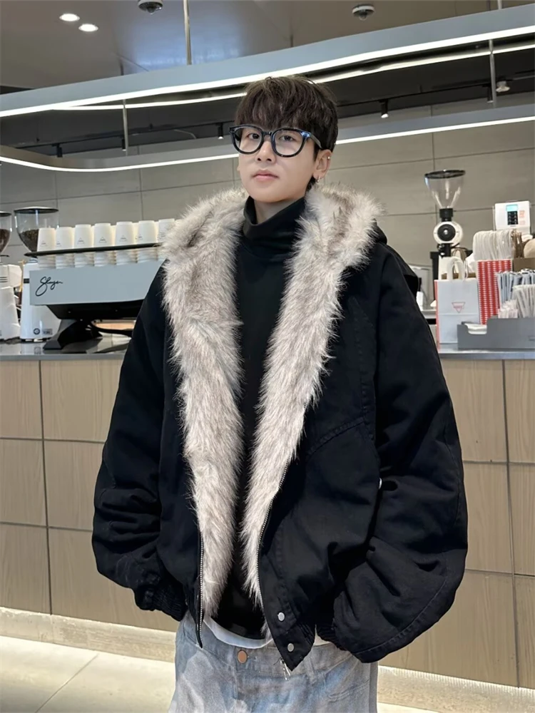 Men's Winter Cotton Jacket Hooded Coat Thick Warm Short Style Retro American Style Loose Fit Fur Collar Mountain Eagle Design
Men's Winter Cotton Jacket Hooded Coat Thick Warm Short Style Retro American Style Loose Fit Fur Collar Mountain Eagle Design