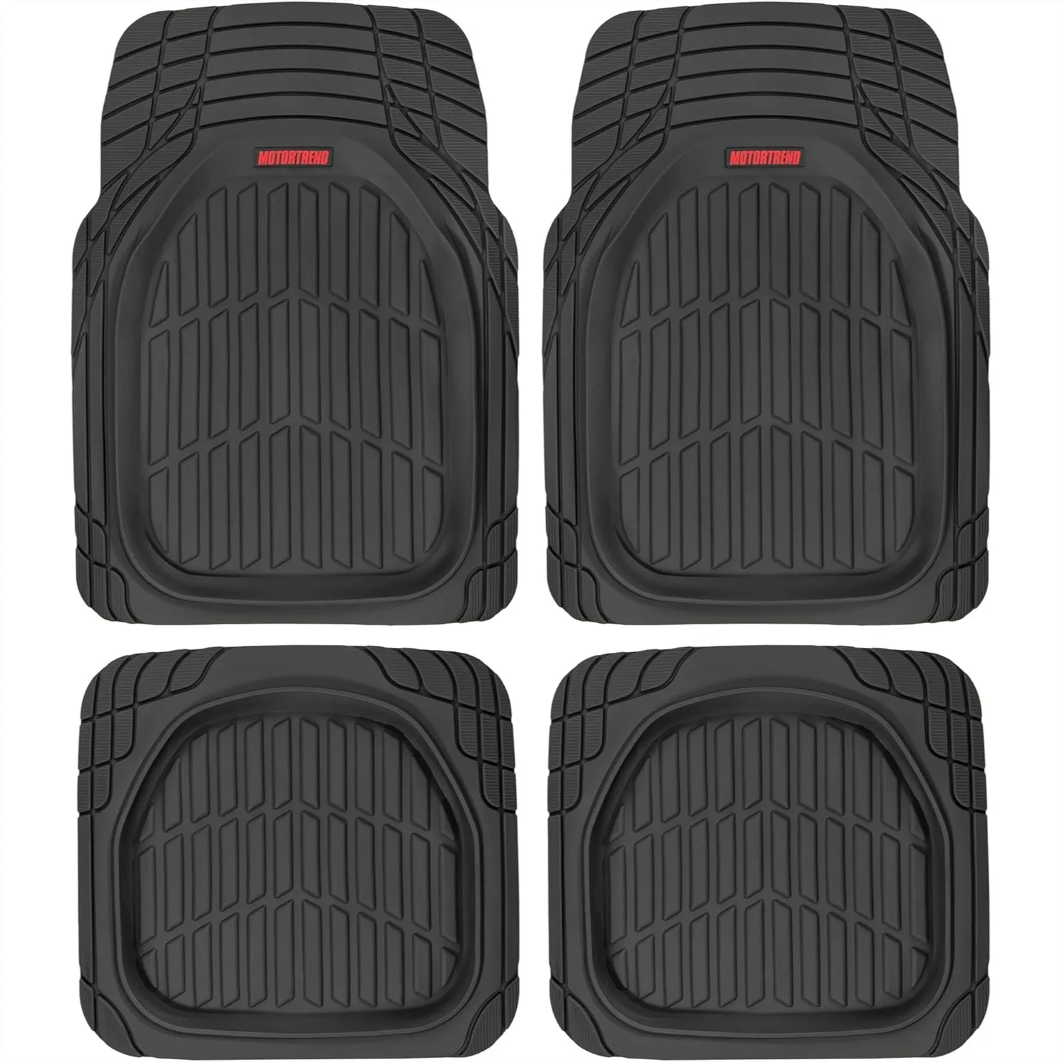 Heavy Duty Rubber Floor Mats for Car SUV Van Truck, All Weather Protection Deep Dish Black, Flex Tough Non-Slip Grip Trimmable
Heavy Duty Rubber Floor Mats for Car SUV Van Truck, All Weather Protection Deep Dish Black, Flex Tough Non-Slip Grip Trimmable