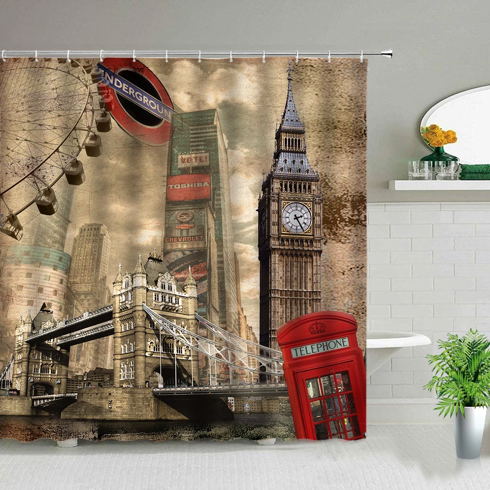 Retro Paris Building Shower Curtains Famous Romantic Eiffel Tower Themed Bathroom Waterproof Fabric Bath Curtains with Hooks
Retro Paris Building Shower Curtains Famous Romantic Eiffel Tower Themed Bathroom Waterproof Fabric Bath Curtains with Hooks