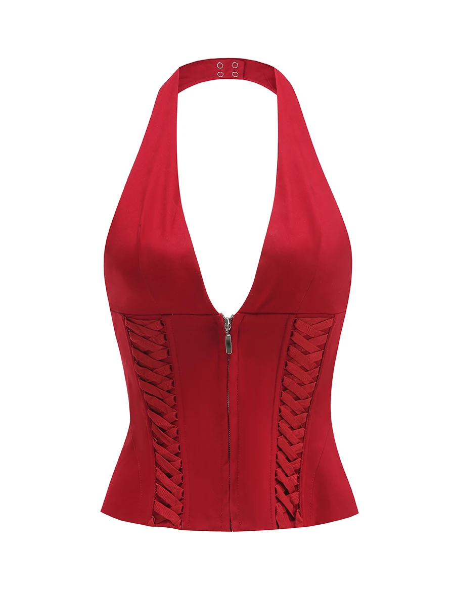 Bodycon Vest Summer Halter Tank Top Womens Sexy V-neck Corset Tee Fashion Lace-up Tanks Camis Red Shirt Femme Tops Woman T-shirt
Bodycon Vest Summer Halter Tank Top Womens Sexy V-neck Corset Tee Fashion Lace-up Tanks Camis Red Shirt Femme Tops Woman T-shirt