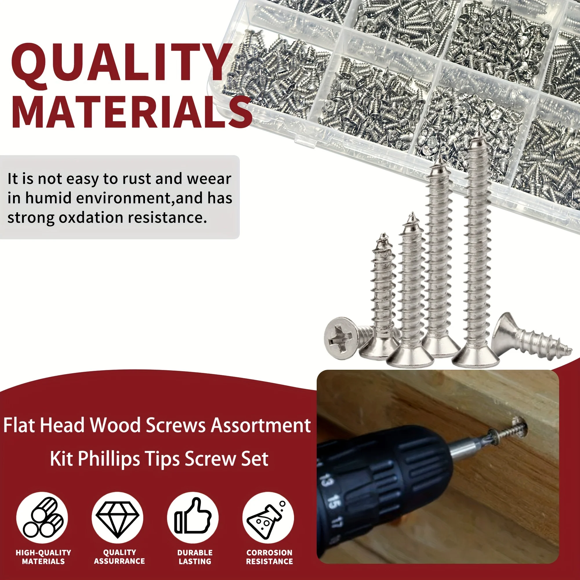 1070pcs Self Tapping Screw Assortment Kit M2 Wood Thread Nail Screw Sets Tapping Screw Assortment Kit Lock Nut Wood Thread Nail
1070pcs Self Tapping Screw Assortment Kit M2 Wood Thread Nail Screw Sets Tapping Screw Assortment Kit Lock Nut Wood Thread Nail