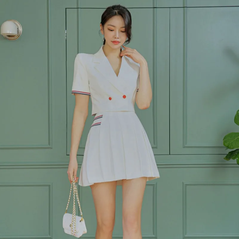 Slim Fit High Waist Pleated Skirt And irt Set Korean Sle Summer Faion Two Piece Suit OL Ele Small Fraance Sle
Slim Fit High Waist Pleated Skirt And irt Set Korean Sle Summer Faion Two Piece Suit OL Ele Small Fraance Sle