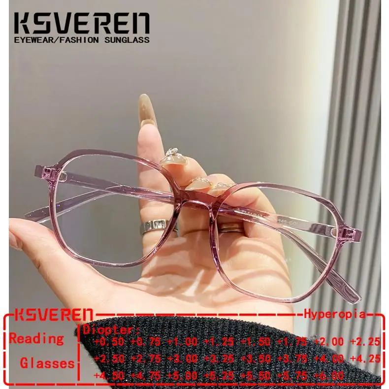 KSVEREN TR90 Anti Blue Light Reading Glasses Round Optical Prescription Eyewear Frame For Women Fashionable Presbyopic Glasses
KSVEREN TR90 Anti Blue Light Reading Glasses Round Optical Prescription Eyewear Frame For Women Fashionable Presbyopic Glasses