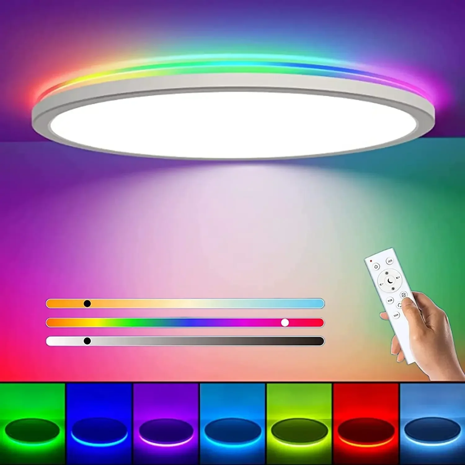 Smart Ceiling Lamp RGB Lustre LED Lights WIFI APP Remote Control Ceiling Lights for Living Room Decoration Bedroom Panel light 
Smart Ceiling Lamp RGB Lustre LED Lights WIFI APP Remote Control Ceiling Lights for Living Room Decoration Bedroom Panel light