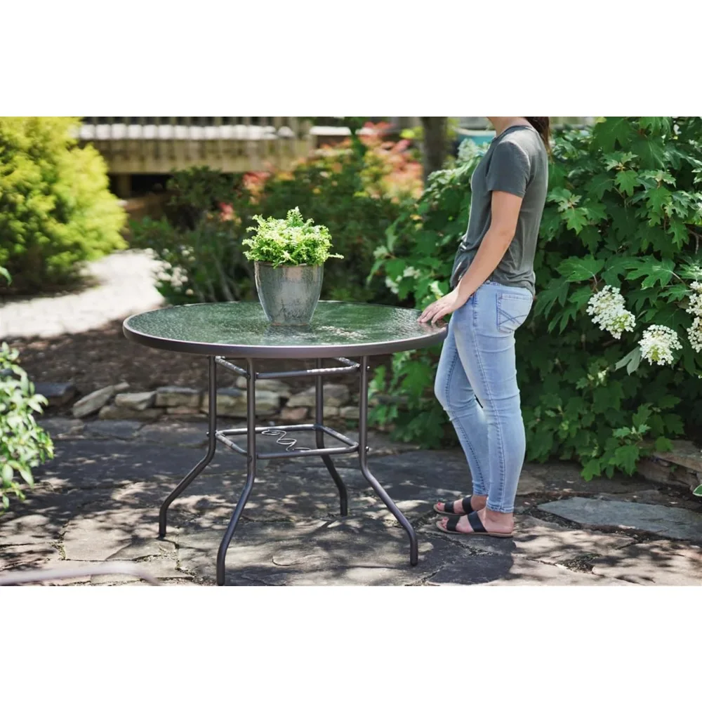 Outdoor Patio Furniture, Round Dining Table, Steel Base and Rim with Water-Wave Glass Top, Brown, 40", Customized
Outdoor Patio Furniture, Round Dining Table, Steel Base and Rim with Water-Wave Glass Top, Brown, 40", Customized