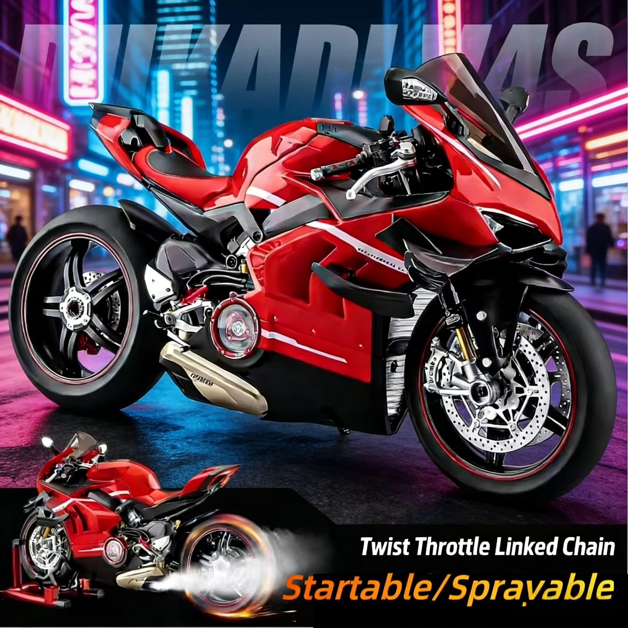 1:7 for Ducati V4 Alloy Motorcycle Model with Spray Function Boyfriend Gift, Home Decoration Collection, Toy Car, Christmas Gift
1:7 for Ducati V4 Alloy Motorcycle Model with Spray Function Boyfriend Gift, Home Decoration Collection, Toy Car, Christmas Gift