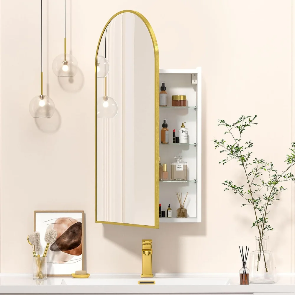 Brushed Gold Medicine Cabinet, Arched Medicine Cabinet with Mirror,Gold Bathroom Vanity Mirror Cabinet Bathroom
Brushed Gold Medicine Cabinet, Arched Medicine Cabinet with Mirror,Gold Bathroom Vanity Mirror Cabinet Bathroom