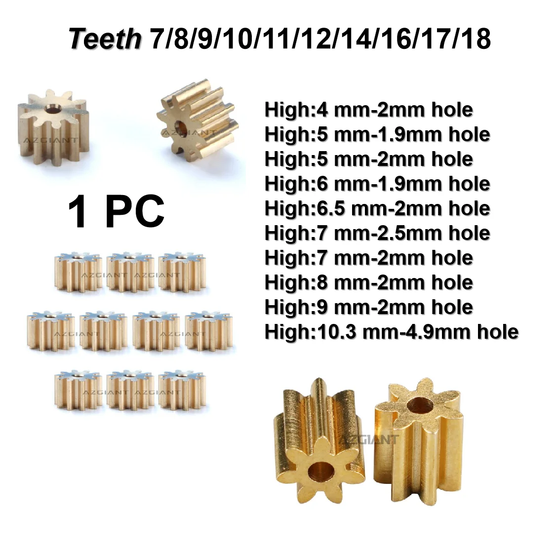 1PC 7 8 9 10 11 12 14 16 17 18 Teeth Metal Pinion Gear Brass motor 1.9 2 2.5 4.9 mm Hole Shaft
1PC 7 8 9 10 11 12 14 16 17 18 Teeth Metal Pinion Gear Brass motor 1.9 2 2.5 4.9 mm Hole Shaft