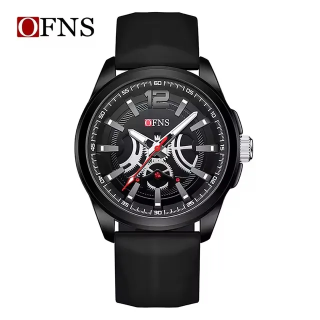 OFNS 8016 Men's Quartz Watch Simple Classic Fashionable Cool Sport Black White Red Silicone Strap Wristwatch for Male
OFNS 8016 Men's Quartz Watch Simple Classic Fashionable Cool Sport Black White Red Silicone Strap Wristwatch for Male