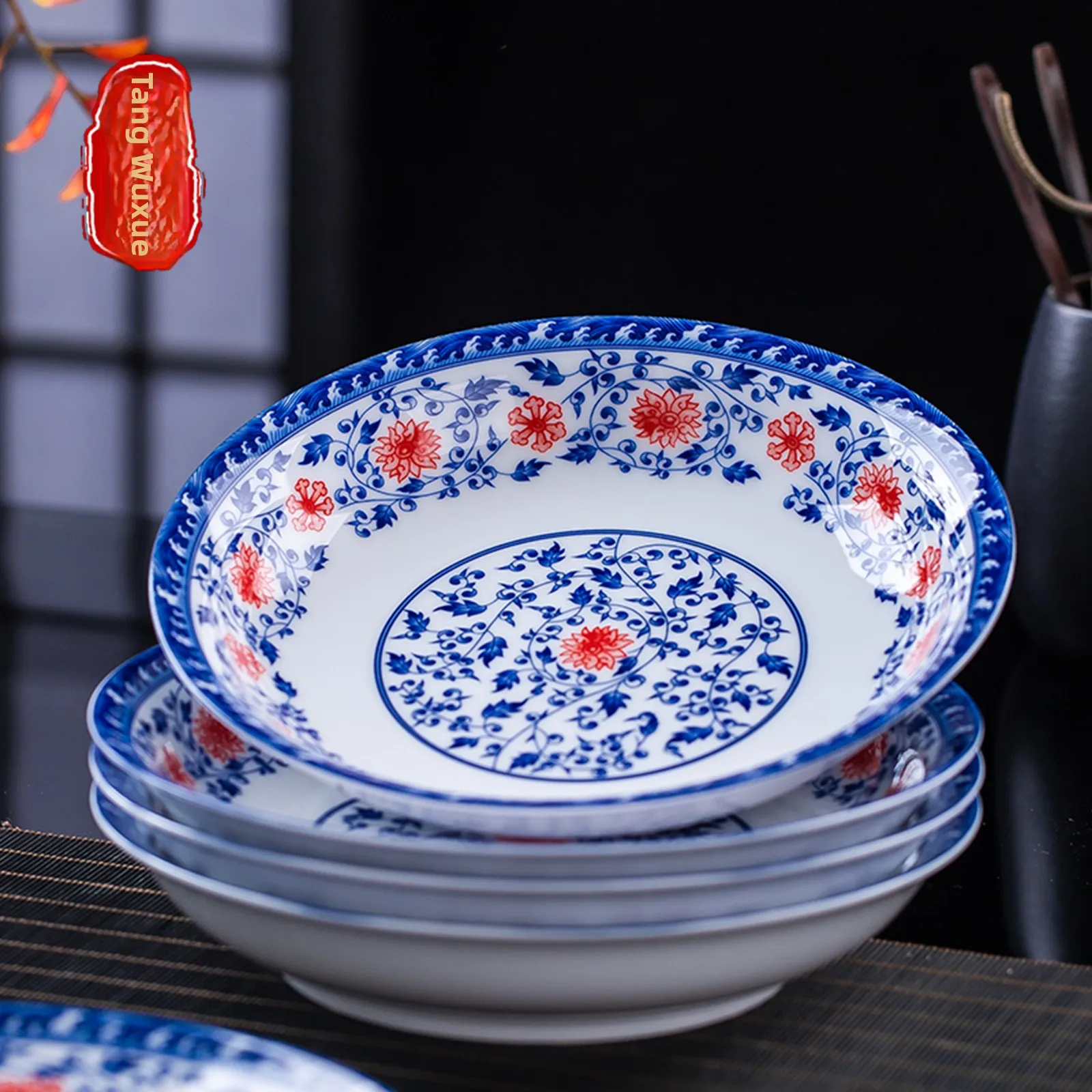 Authentic Jingdezhen Blue And White Porcelain Diware High Temperature Glaze under Color Cerc Stir-Fry Plate Branch Pattern
Authentic Jingdezhen Blue And White Porcelain Diware High Temperature Glaze under Color Cerc Stir-Fry Plate Branch Pattern
