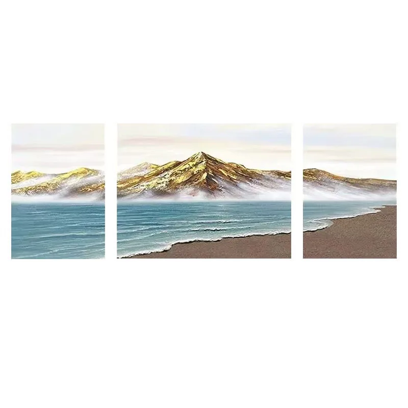 Pure hand-painted oil painting Rizhao Jinshan simple sofa background wall decorative painting high-end handmade texture triptych
Pure hand-painted oil painting Rizhao Jinshan simple sofa background wall decorative painting high-end handmade texture triptych