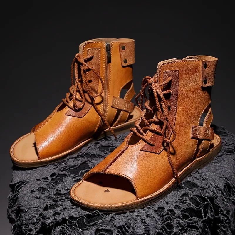 New Design Cowhide Hollow Out Men Gladiator Sandal Boots Genuine Leather Handmade Vintage Work Sandals Outdoor Beach Shoes
New Design Cowhide Hollow Out Men Gladiator Sandal Boots Genuine Leather Handmade Vintage Work Sandals Outdoor Beach Shoes