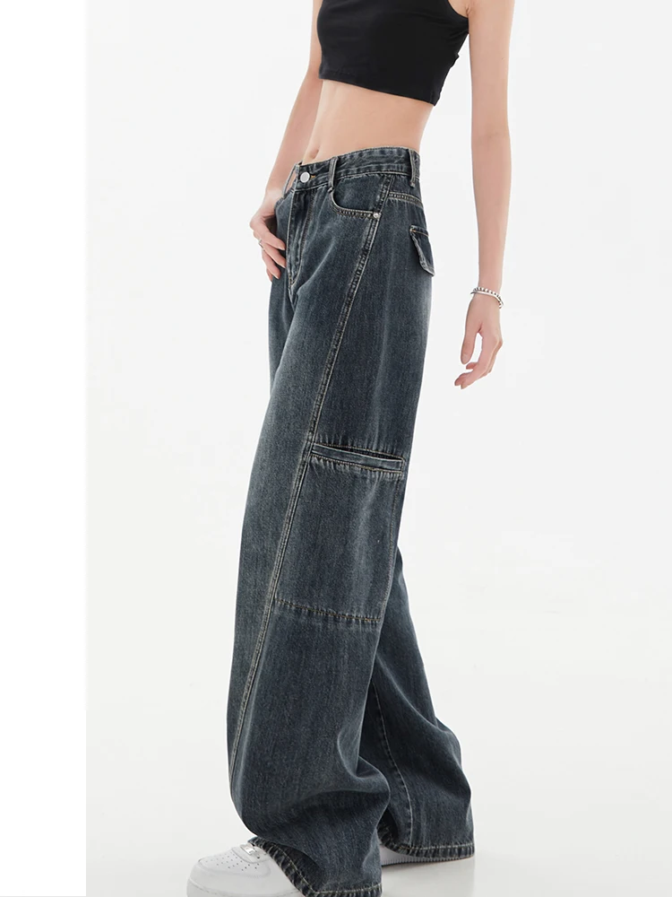 Women Vintage Blue Cargo Jeans 2000s Y2k High Waist Denim Pants Harajuku 90s Fashion Retro Wide Leg Cowboy Trousers Clothes 2023
Women Vintage Blue Cargo Jeans 2000s Y2k High Waist Denim Pants Harajuku 90s Fashion Retro Wide Leg Cowboy Trousers Clothes 2023