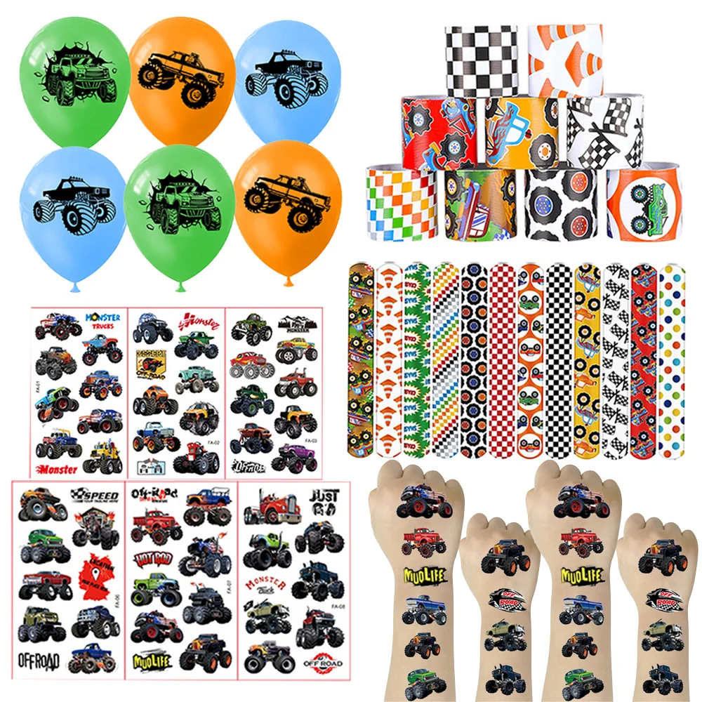 Racing Monster Truck Party Favors Slap Bracelets Keychains Tattoo Stickers Gift Bags Kids Boys Birthday Party Supplies
Racing Monster Truck Party Favors Slap Bracelets Keychains Tattoo Stickers Gift Bags Kids Boys Birthday Party Supplies 