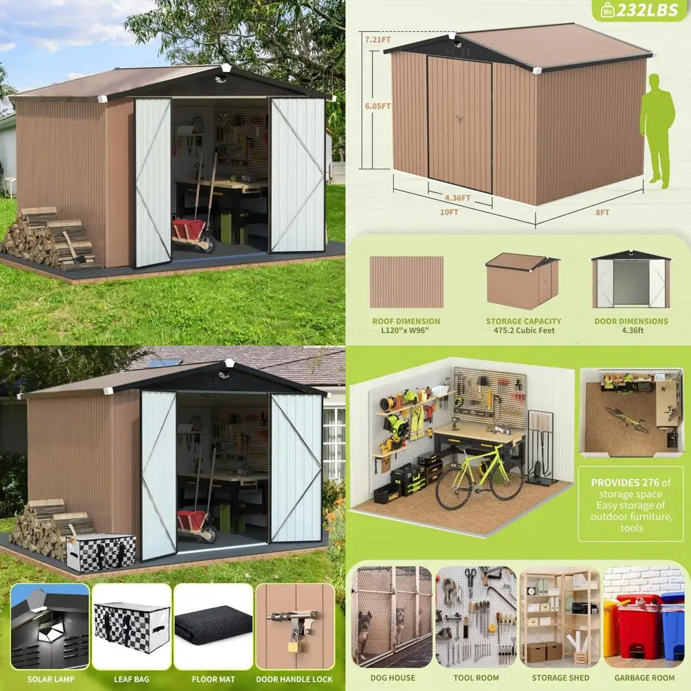 Large Outdoor Waterproof Storage Shed 10x8 with Lockable Doors for Backyard Use
Large Outdoor Waterproof Storage Shed 10x8 with Lockable Doors for Backyard Use