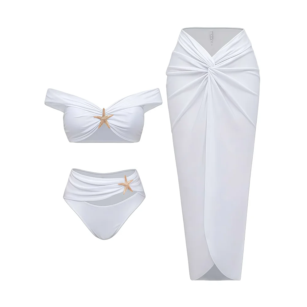 Luxury White Starfish Sexy Bikini Set 3 Piece with Wrap Maxi Dress, Women Beach Swimwear, 2025 Summer New, Vacation Outfit
Luxury White Starfish Sexy Bikini Set 3 Piece with Wrap Maxi Dress, Women Beach Swimwear, 2025 Summer New, Vacation Outfit