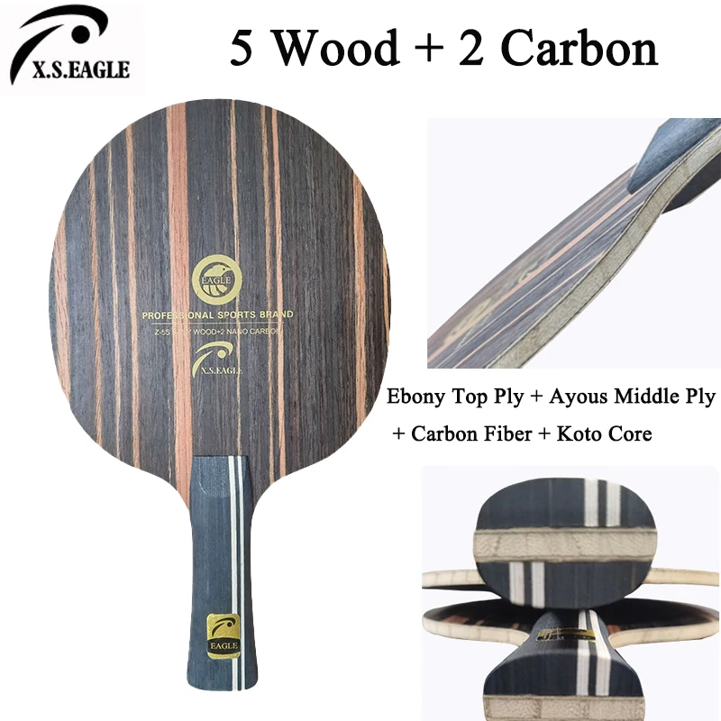 EAGLE Z-5S Table Tennis Blade 5 Wood + 2 Carbon Ebony Top Ply FL/CS Offensive Ping Pong Paddle Racket for Loop & Fast Attack
EAGLE Z-5S Table Tennis Blade 5 Wood + 2 Carbon Ebony Top Ply FL/CS Offensive Ping Pong Paddle Racket for Loop & Fast Attack