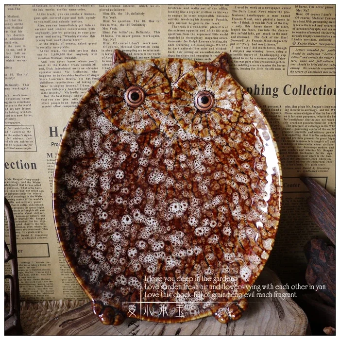 Mediterranean Sea Style Owl Shape Glazed Ceramic Europe Retro Fruit Plate Snack Tray Home Decoration Ornaments As Gift
Mediterranean Sea Style Owl Shape Glazed Ceramic Europe Retro Fruit Plate Snack Tray Home Decoration Ornaments As Gift