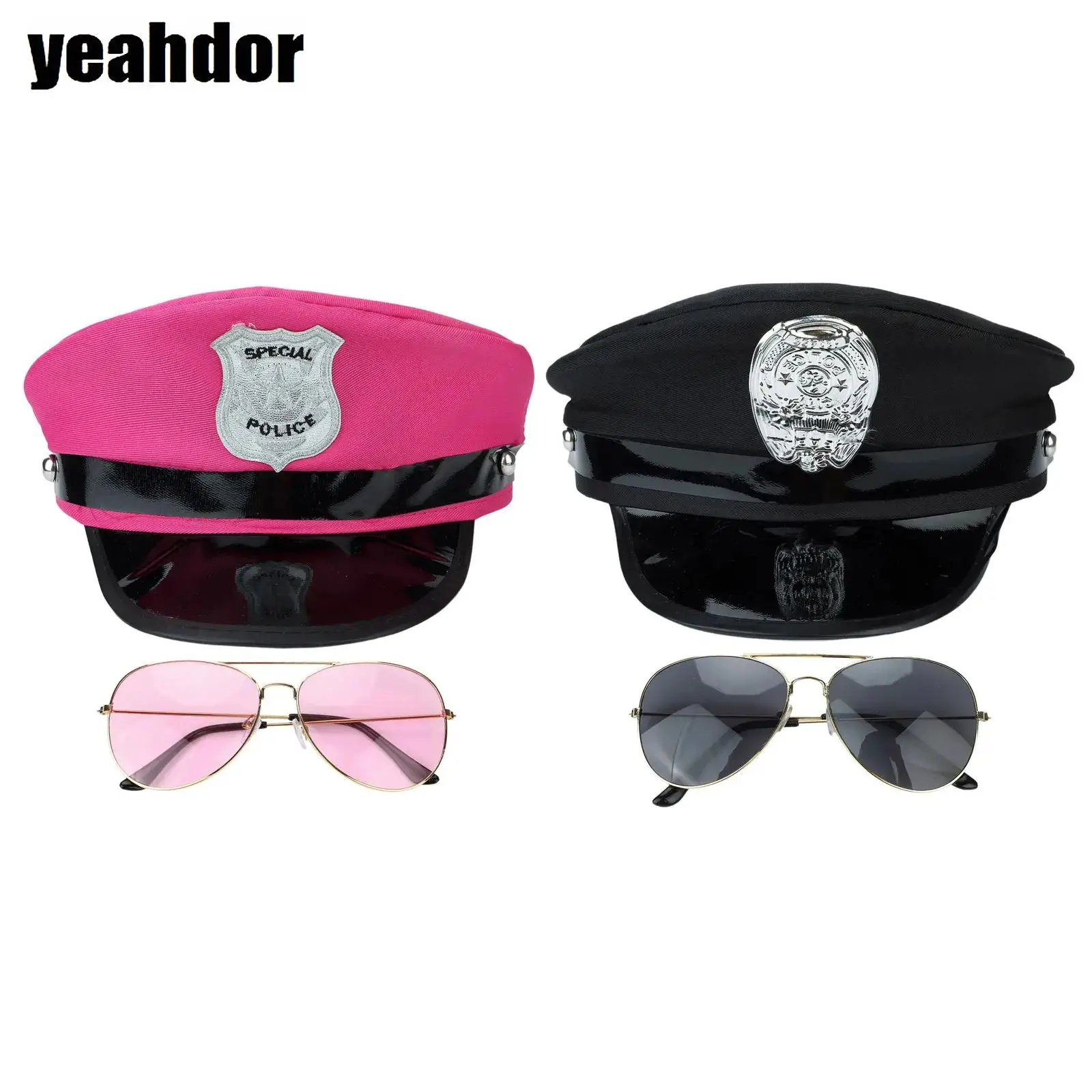 Womens Policewomen Hat Cosplay Props Set Badge Hat And Metal Frame Glasses Accessories for Masquerade Halloween Party
Womens Policewomen Hat Cosplay Props Set Badge Hat And Metal Frame Glasses Accessories for Masquerade Halloween Party