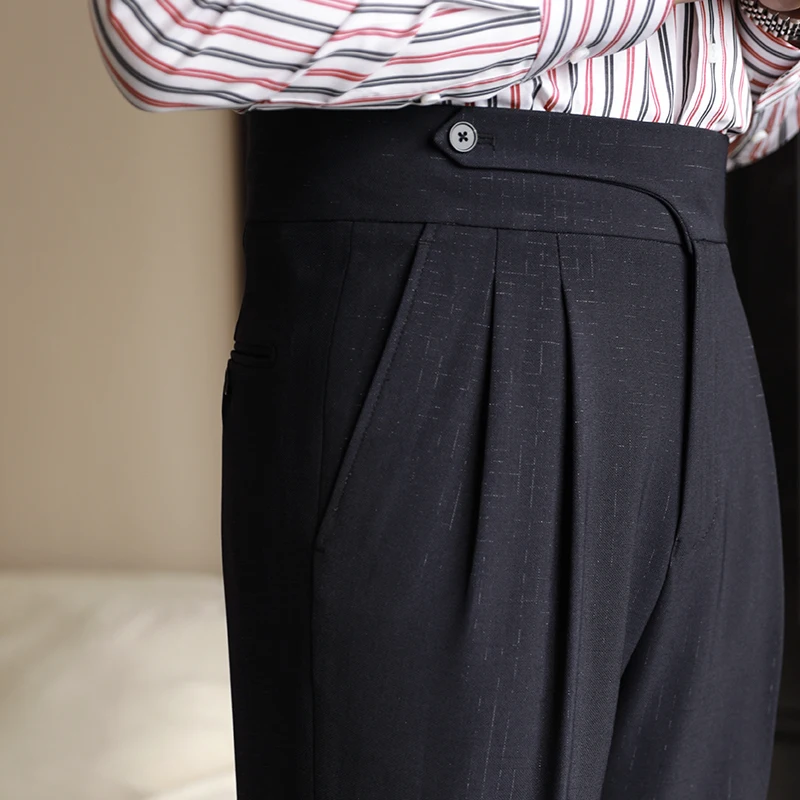 Мужские брюки с высокой талией, прямого кроя, деловые повседневные, струящиеся, не требующие глажки, длинные, весенние, в стиле Наполи, для джентльменов
Мужские брюки с высокой талией, прямого кроя, деловые повседневные, струящиеся, не требующие глажки, длинные, весенние, в стиле Наполи, для джентльменов