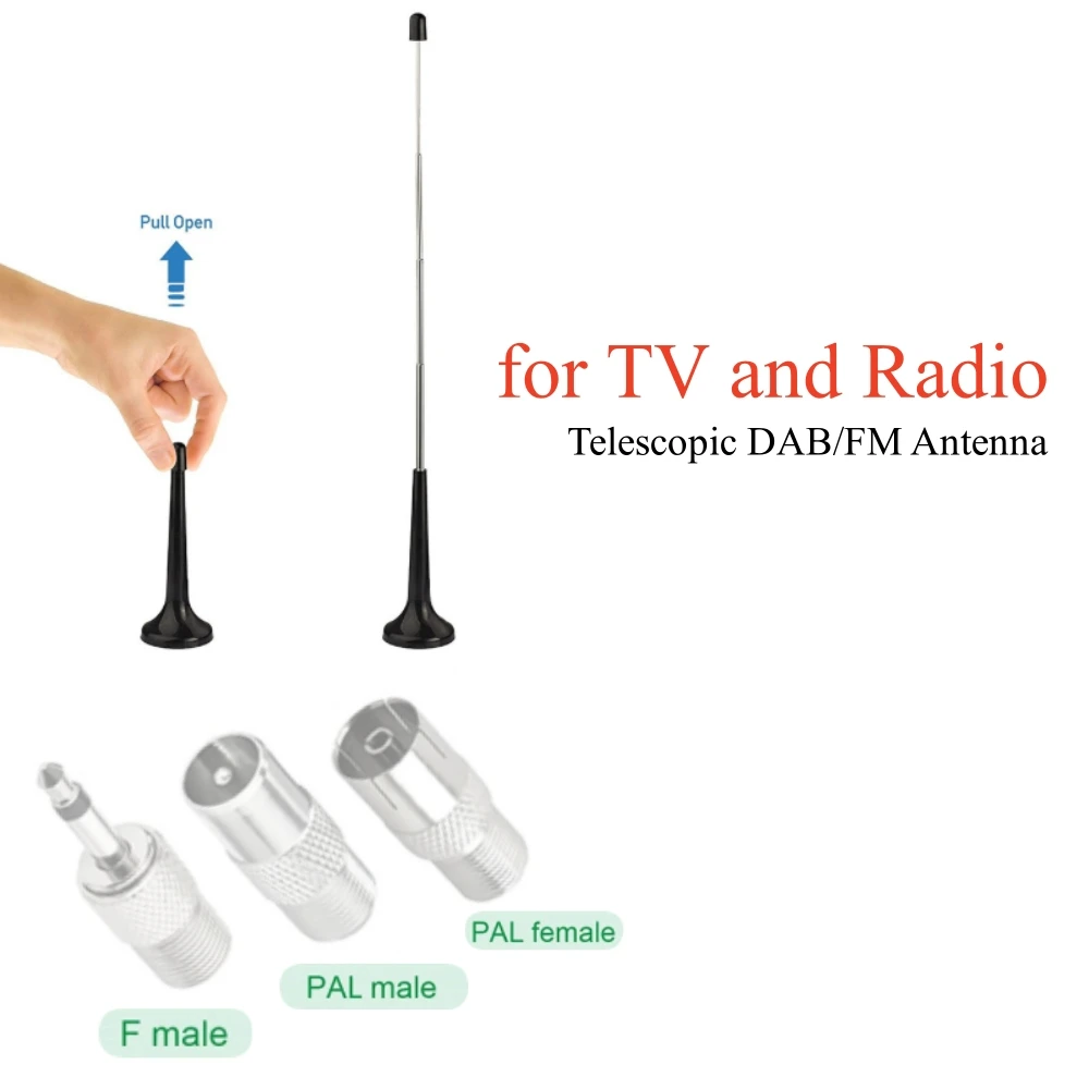 For TV and Radio 3M Telescopic DAB/FM Antenna for Home Use High-Gain Universal Antenna Steel Suction Cup Rod with Three Adapters
For TV and Radio 3M Telescopic DAB/FM Antenna for Home Use High-Gain Universal Antenna Steel Suction Cup Rod with Three Adapters