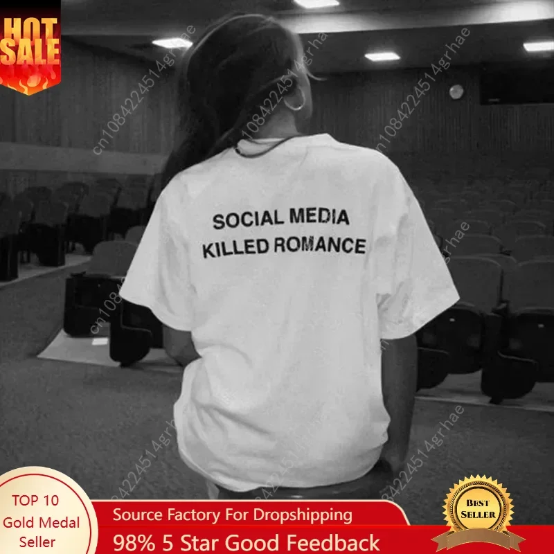 2025 Social Media Killed Romance Summer T Shirt Men Women Aesthetic Valentine's Print T-Shirt Couple Cotton Tee Tops Clothing
2025 Social Media Killed Romance Summer T Shirt Men Women Aesthetic Valentine's Print T-Shirt Couple Cotton Tee Tops Clothing