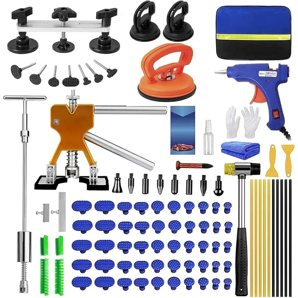 Набор для ремонта вмятин, 97 шт., для ремонта автомобилей и холодильника, включает в себя золотой подъемник и молоток
Набор для ремонта вмятин, 97 шт., для ремонта автомобилей и холодильника, включает в себя золотой подъемник и молоток