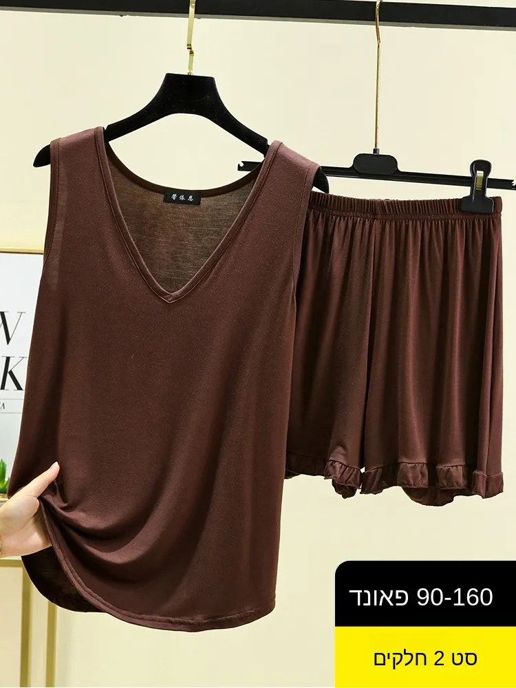 Modal Sleepwear Set Women Summer Thin V-neck Tank Top Shorts Two-piece Set Casual plus Size Sleeveless Home Clothes
Modal Sleepwear Set Women Summer Thin V-neck Tank Top Shorts Two-piece Set Casual plus Size Sleeveless Home Clothes