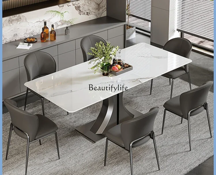 Natural Marble Dining-Table Light Luxury Rectangular Italian Minimalist Dining Table
Natural Marble Dining-Table Light Luxury Rectangular Italian Minimalist Dining Table