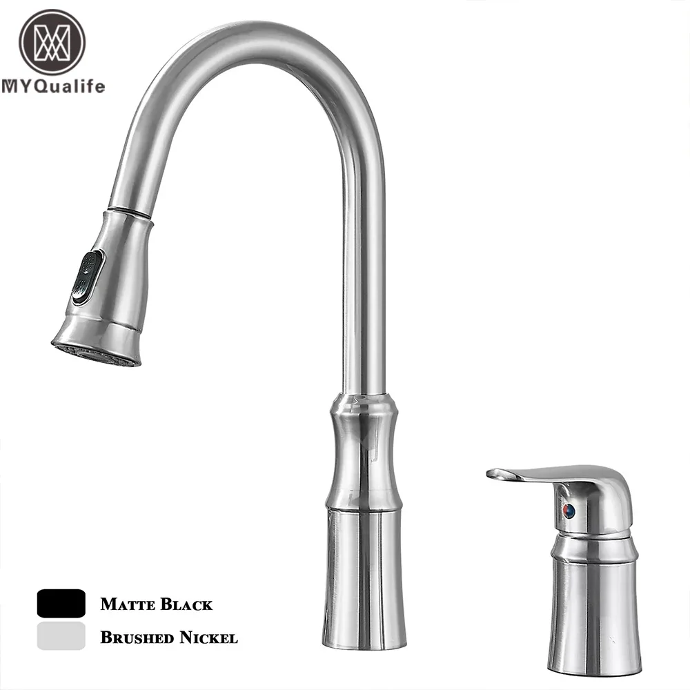 Matte Black Kitchen Sink Faucet with Pull Down Sprayer 1 Handle 2 Hole Mixer Tap Hot and Cold Taps
Matte Black Kitchen Sink Faucet with Pull Down Sprayer 1 Handle 2 Hole Mixer Tap Hot and Cold Taps