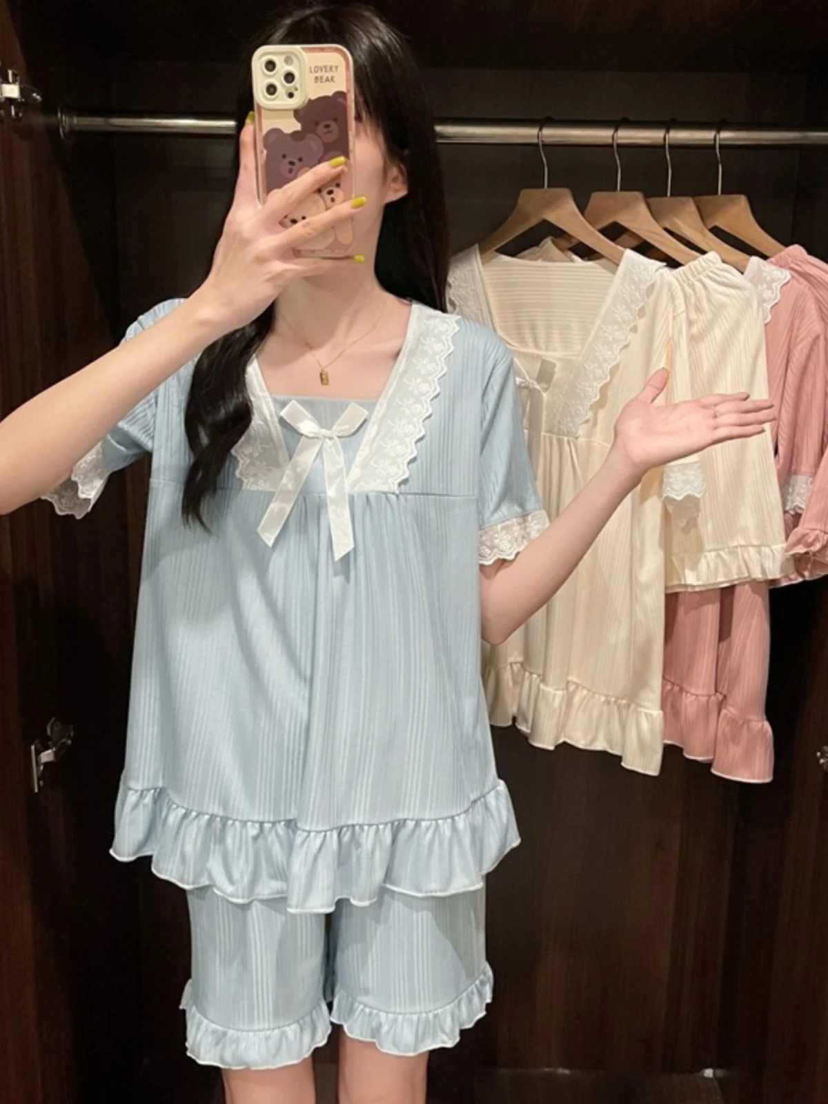 Women's Summer Pure Cotton Sleepwear Short Sleeve Thin Home Clothes Set Knot Princess Style Comfortable Nightgown
Women's Summer Pure Cotton Sleepwear Short Sleeve Thin Home Clothes Set Knot Princess Style Comfortable Nightgown