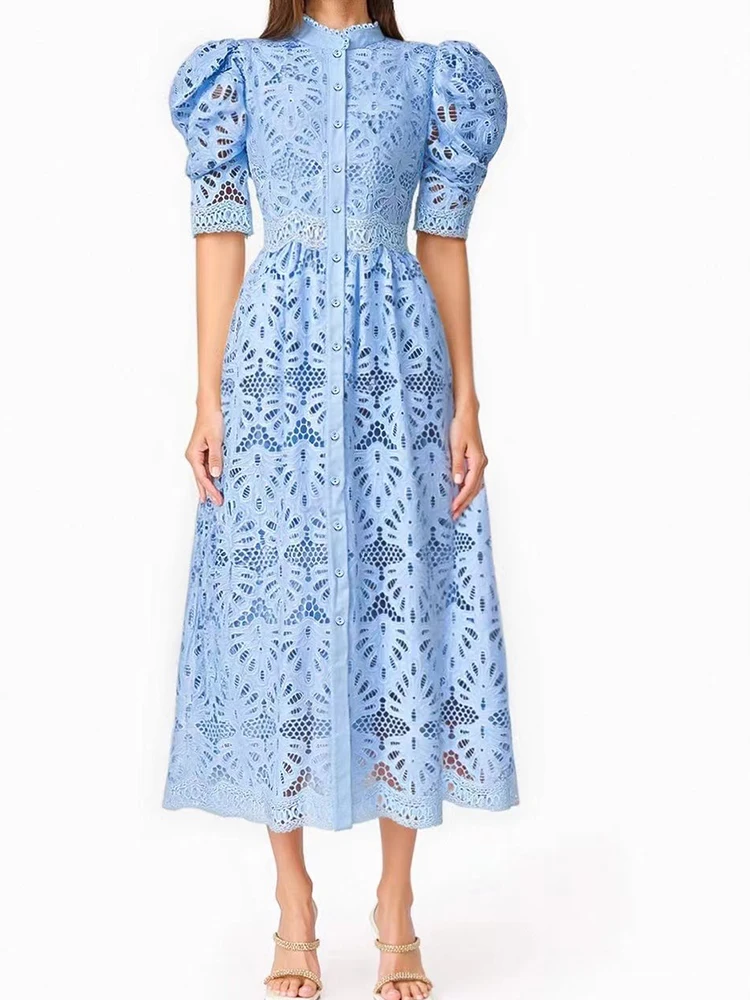 Retro palace style openwork embroidered crocheted dress lantern sleeve advanced sense elegant waist lace shirt long skirt
Retro palace style openwork embroidered crocheted dress lantern sleeve advanced sense elegant waist lace shirt long skirt