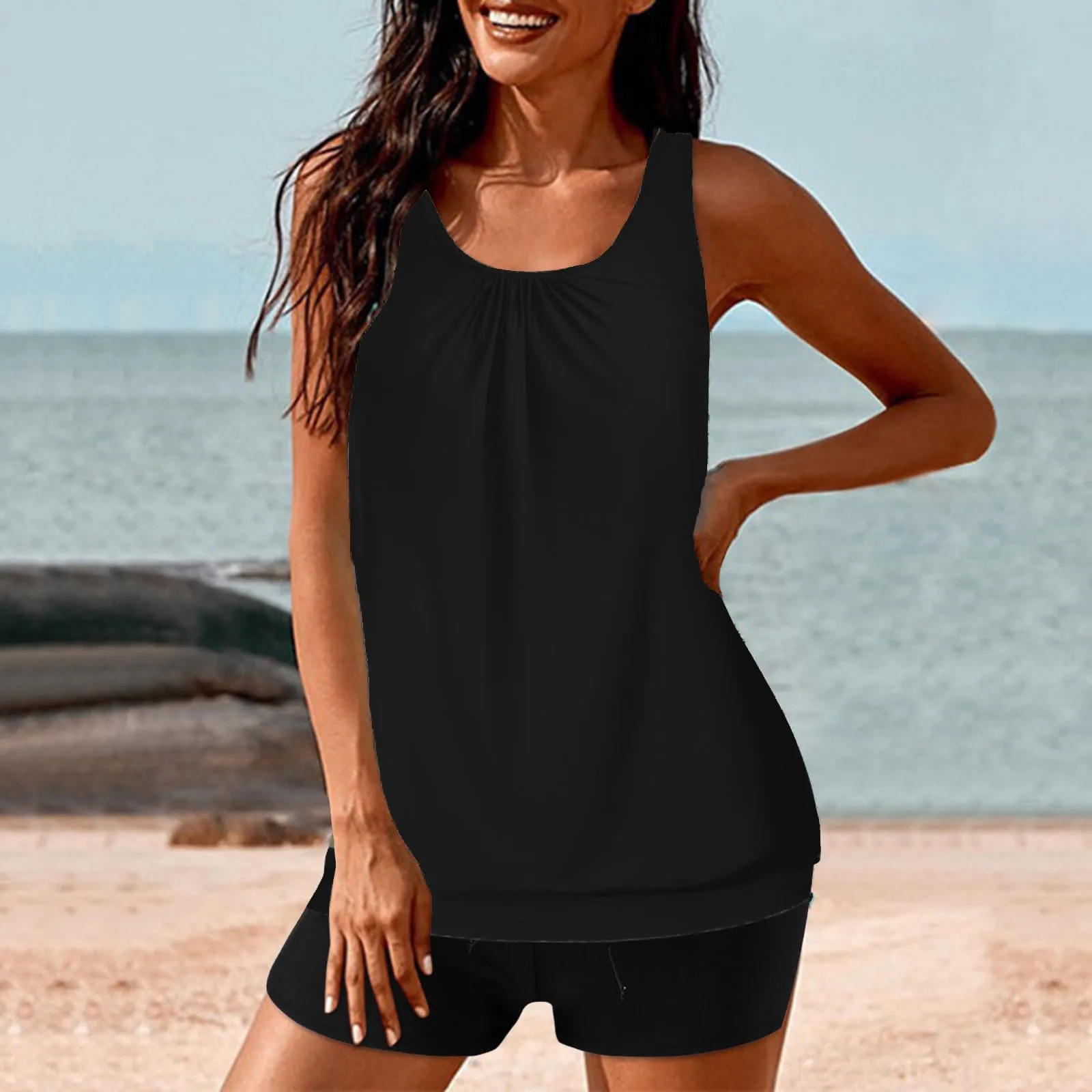2025 New Tankini Swimsuits Women Solid Color Vest Trunks Two-Piece Swimwear Summer Female Bathing Suit
2025 New Tankini Swimsuits Women Solid Color Vest Trunks Two-Piece Swimwear Summer Female Bathing Suit