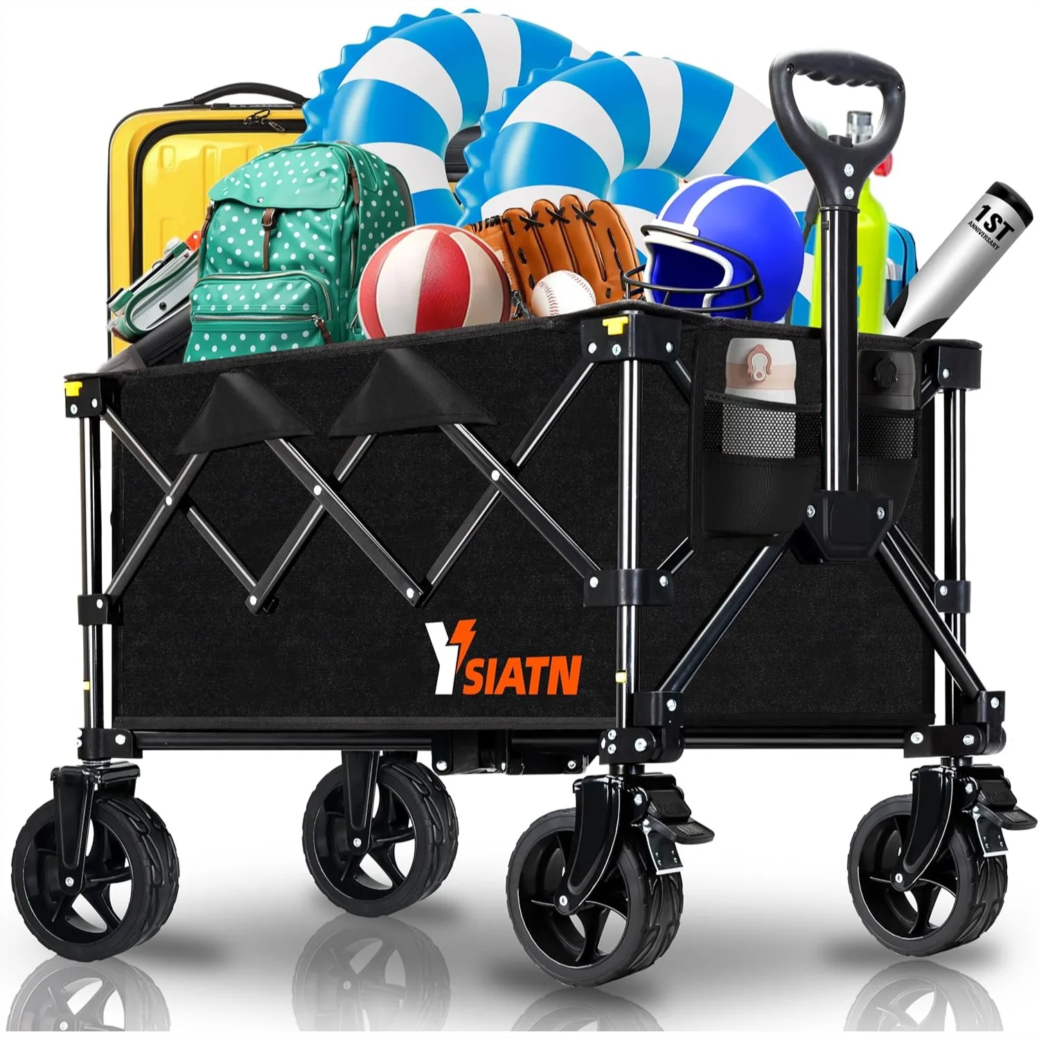 Collapsible Wagon Cart with Wheels Foldable, Heavy Duty Utility Wagon for Shopping Beach Camping, 110L Capacity, Black
Collapsible Wagon Cart with Wheels Foldable, Heavy Duty Utility Wagon for Shopping Beach Camping, 110L Capacity, Black
